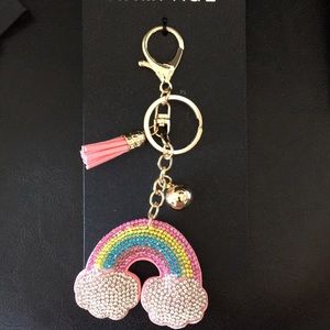 Glitzy Rainbow & Tassel Key Fob Ring Heavy Duty